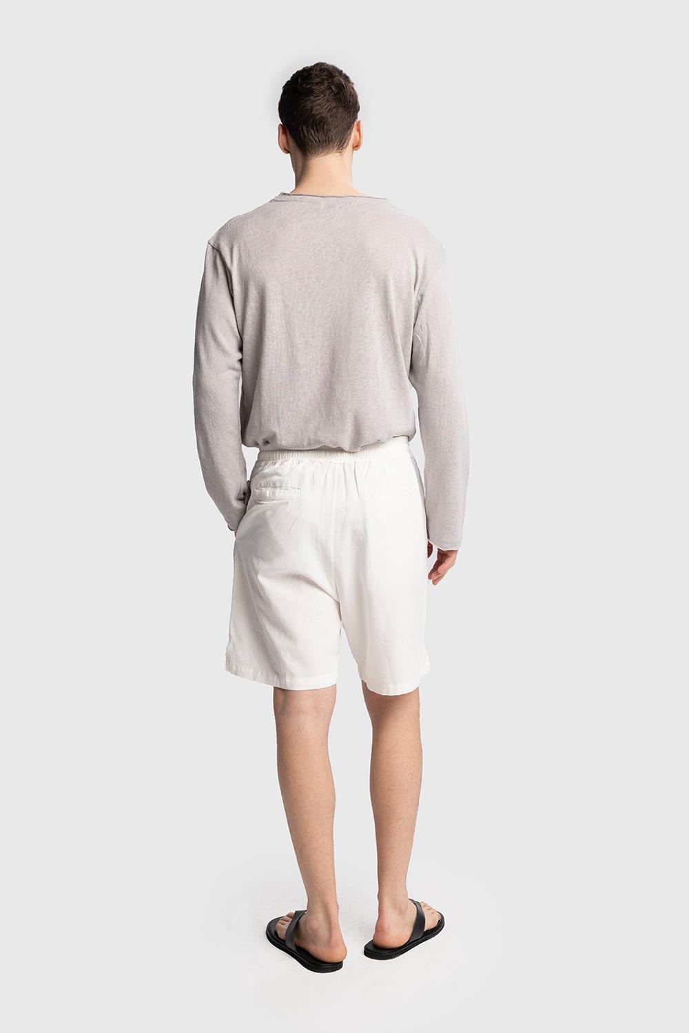 Giesto Short en Lin avec Cordon - Blanc
