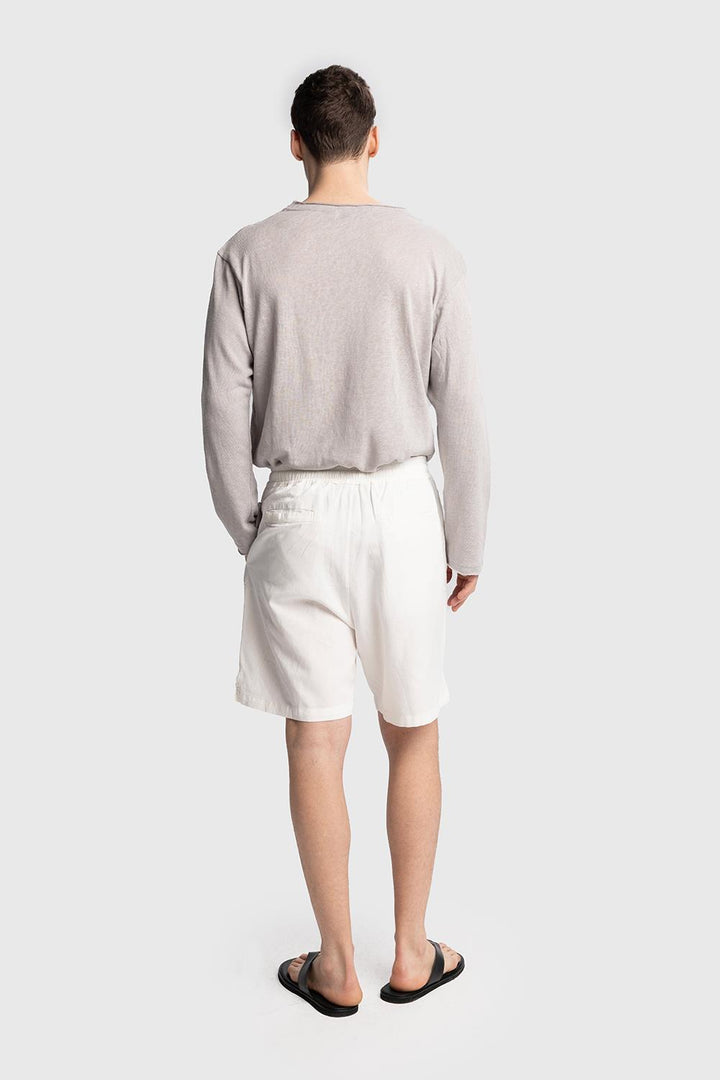 Giesto Short en Lin avec Cordon - Blanc