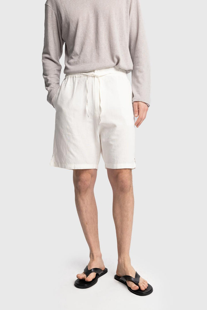 Giesto Short en Lin avec Cordon - Blanc