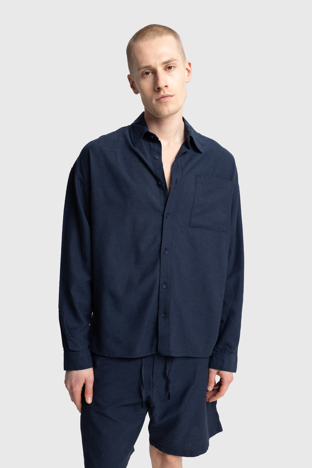 Giesto Short en Lin avec Cordon - Bleu marine