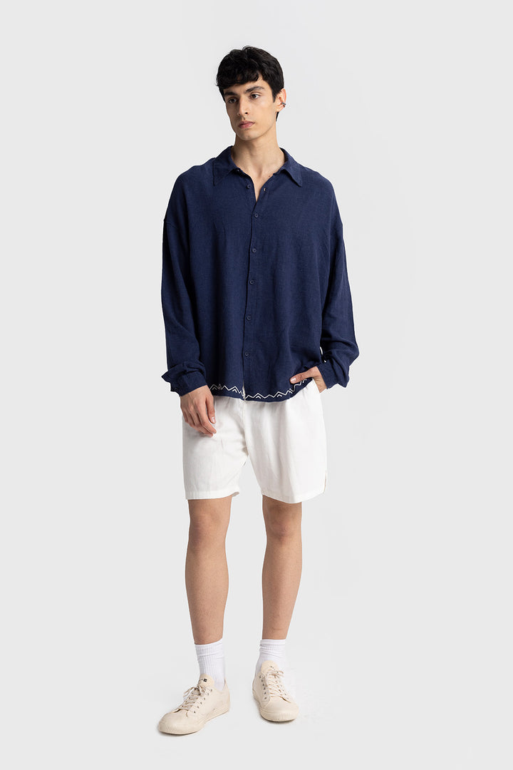 Giesto Short en Lin avec Cordon - Blanc
