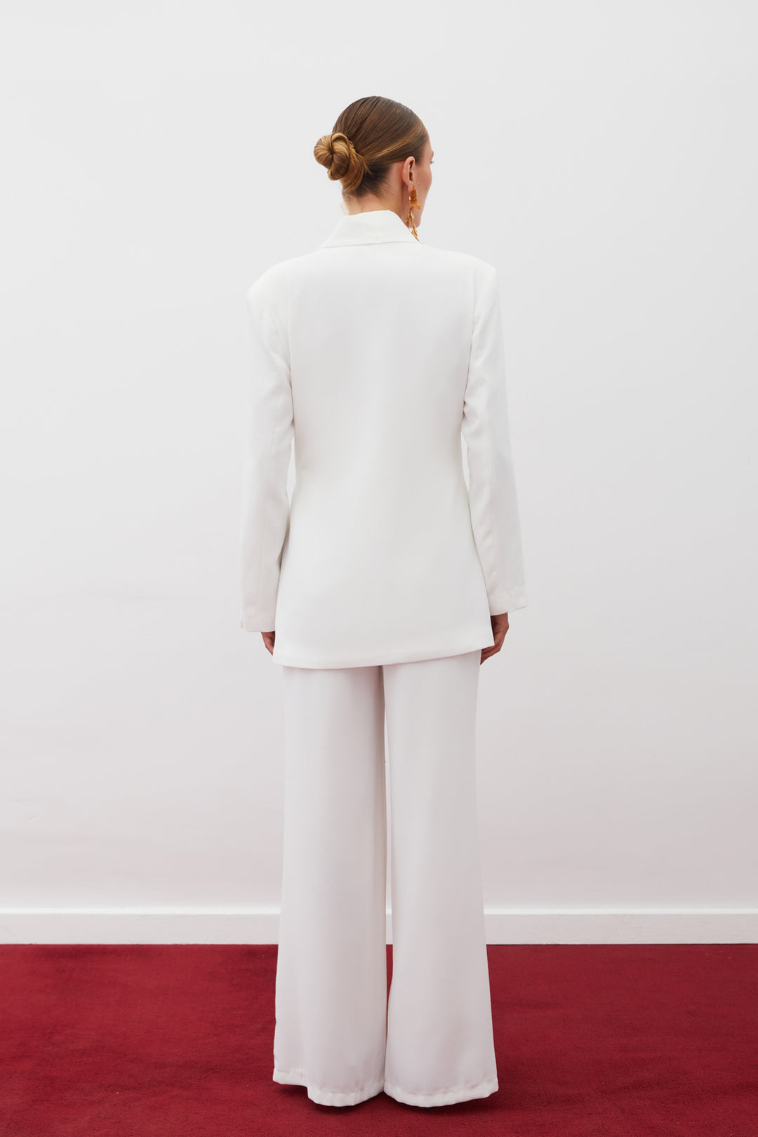 Sateen Veste longue ceinturée - Écru