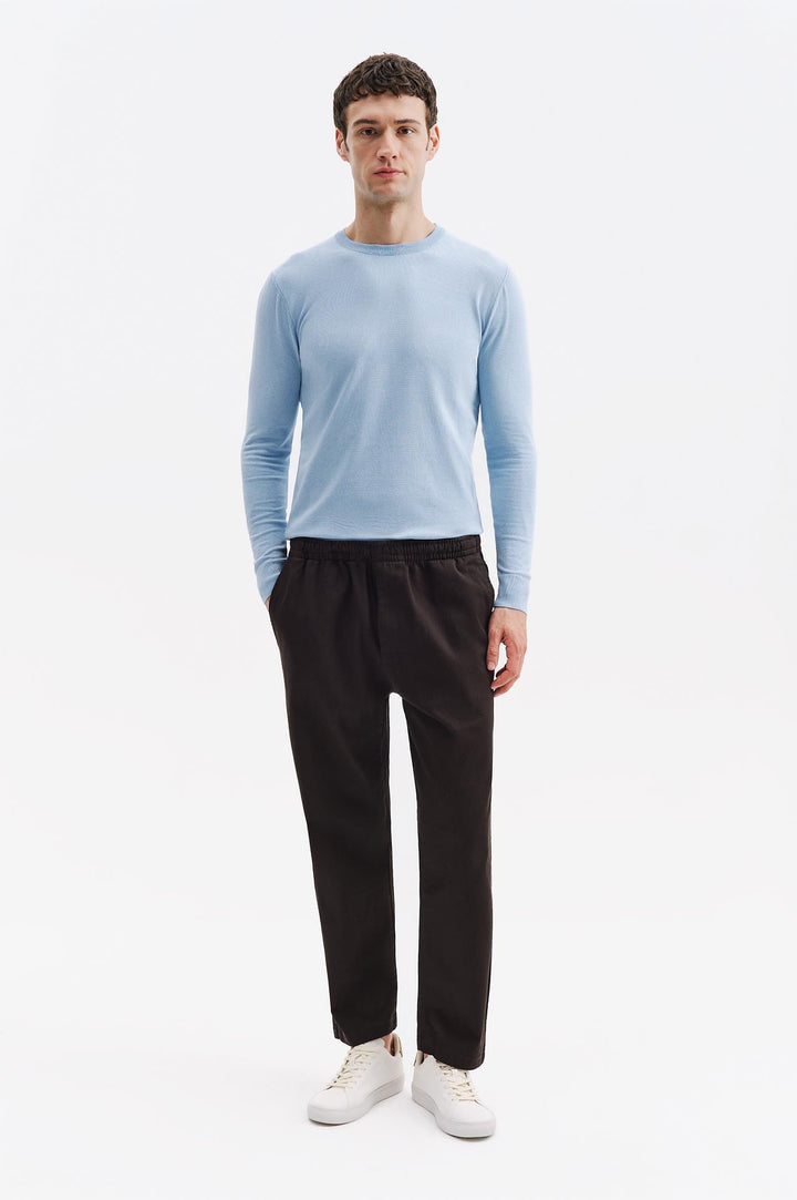 Giesto Pantalon en Gabardine Antrasite à Taille Élastique - Anthracite