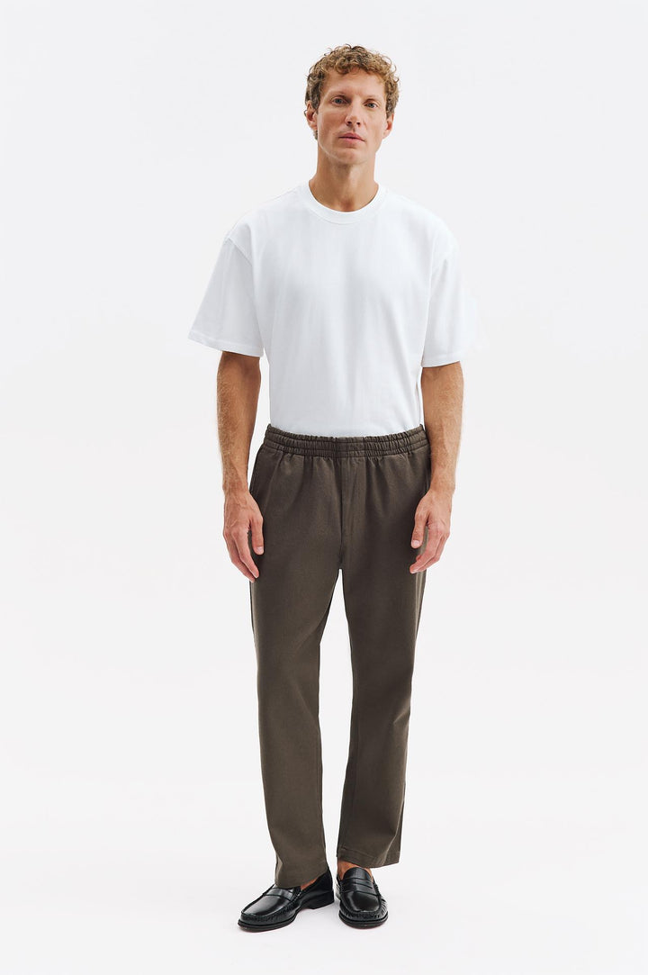 Giesto Pantalon en Gabardine Kaki à Taille Élastique - Kaki