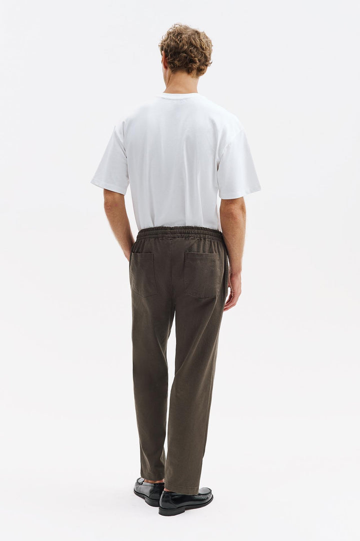 Giesto Pantalon en Gabardine Kaki à Taille Élastique - Kaki