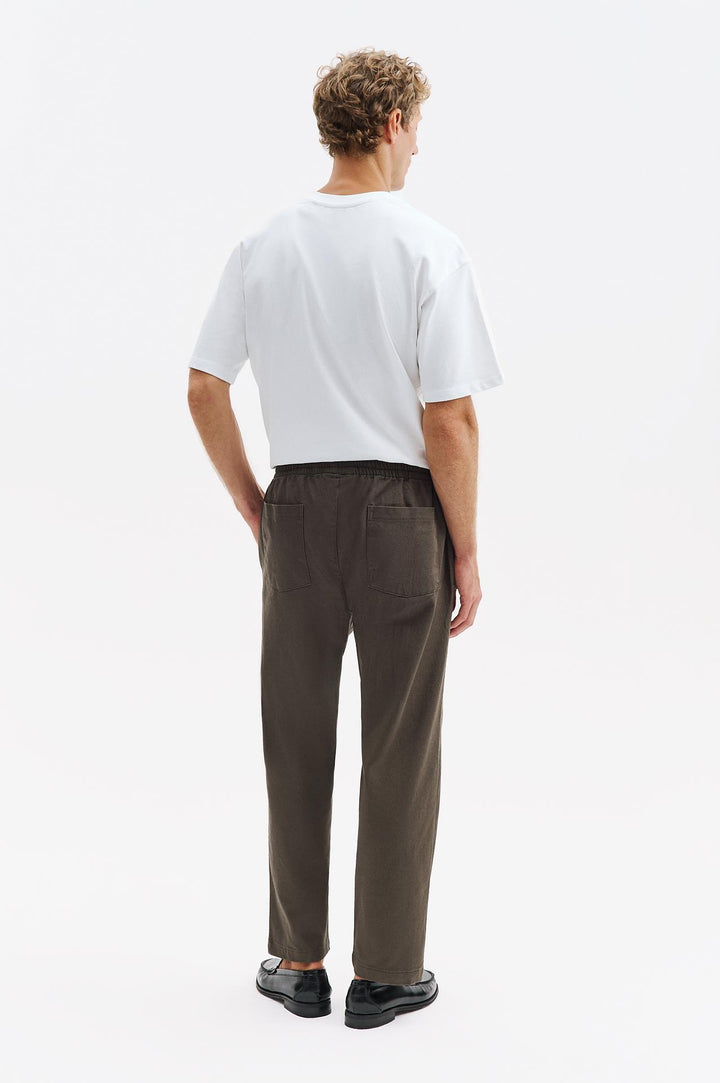Giesto Pantalon en Gabardine Kaki à Taille Élastique - Kaki