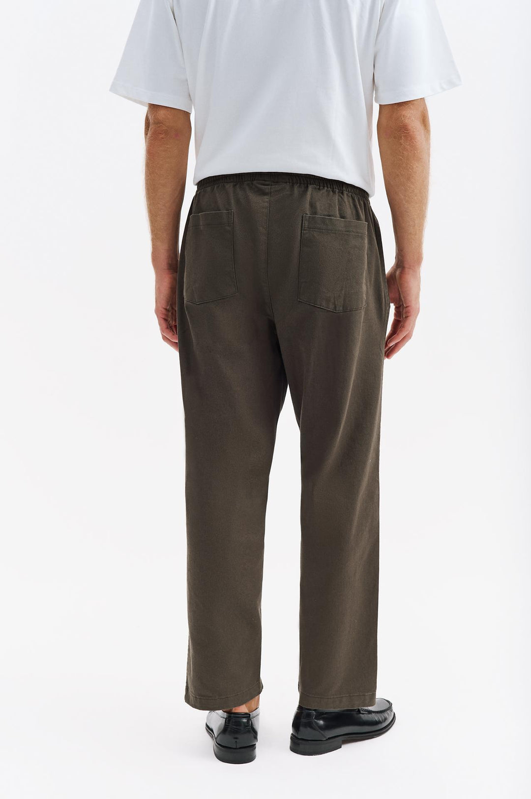 Giesto Pantalon en Gabardine Kaki à Taille Élastique - Kaki