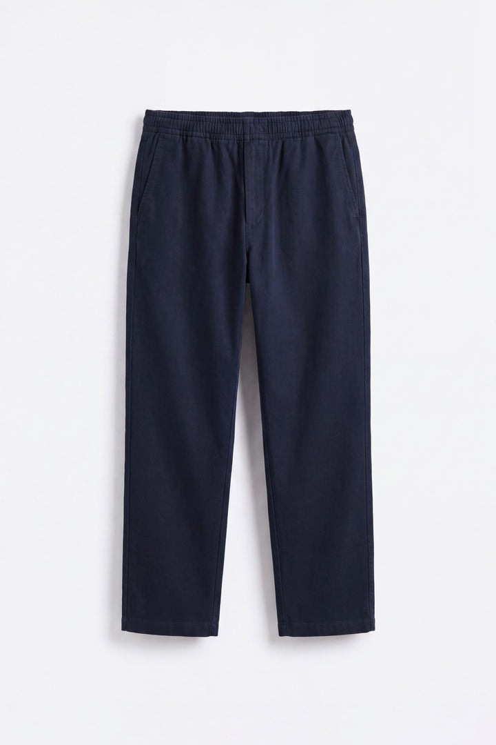 Giesto Pantalon en Gabardine Bleu marine à Taille Élastique - Bleu marine