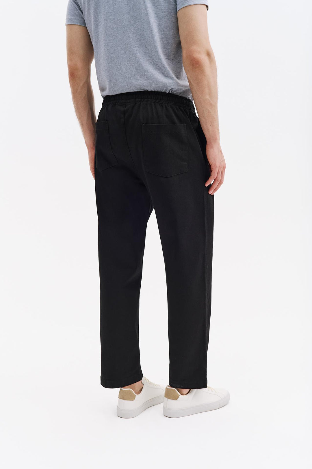 Giesto Pantalon en Gabardine Noir à Taille Élastique - Noir