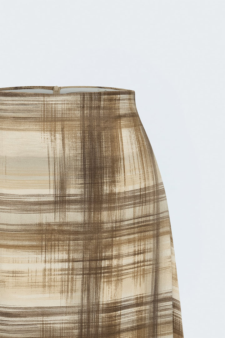 Sateen Jupe longue à taille élastique - Marron