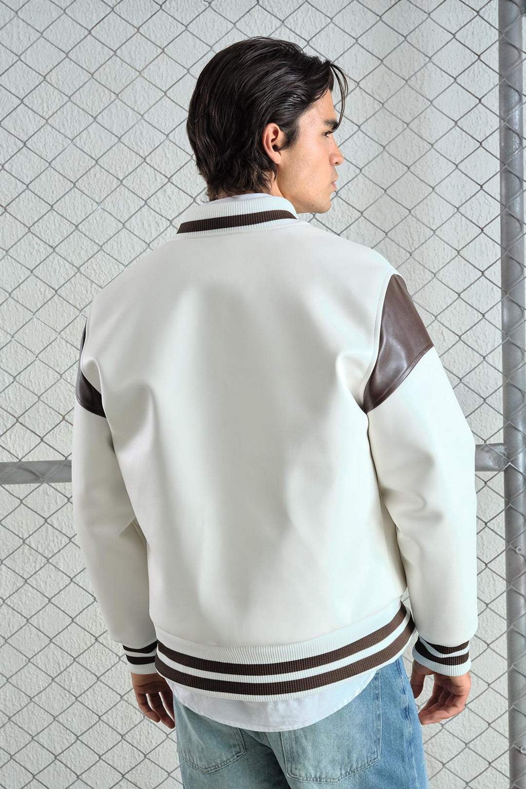 Giesto Veste de collège en cuir blanche - Blanc