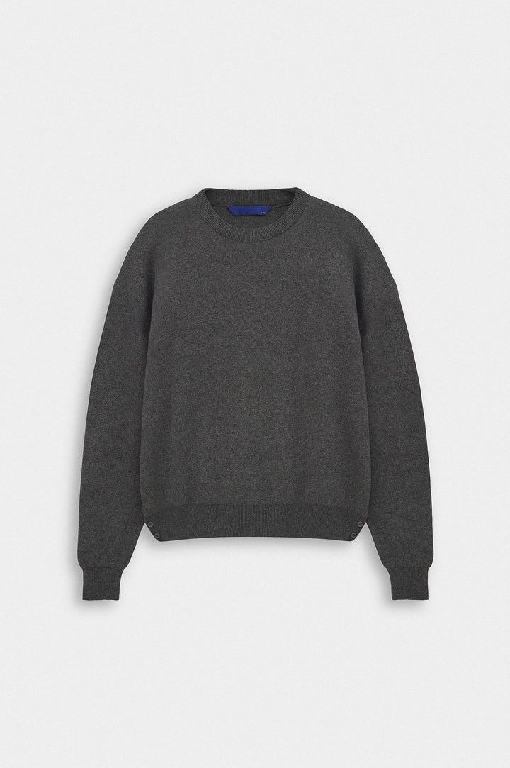 Giesto Pull en tricot anthracite crop fit à col rond - Anthracite