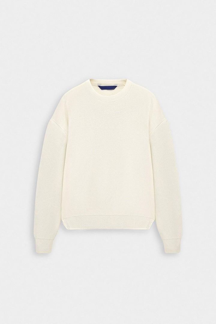 Giesto Pull en tricot écru à col rond - Écru