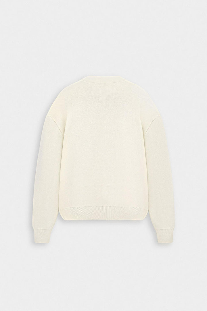 Giesto Pull en tricot écru à col rond - Écru