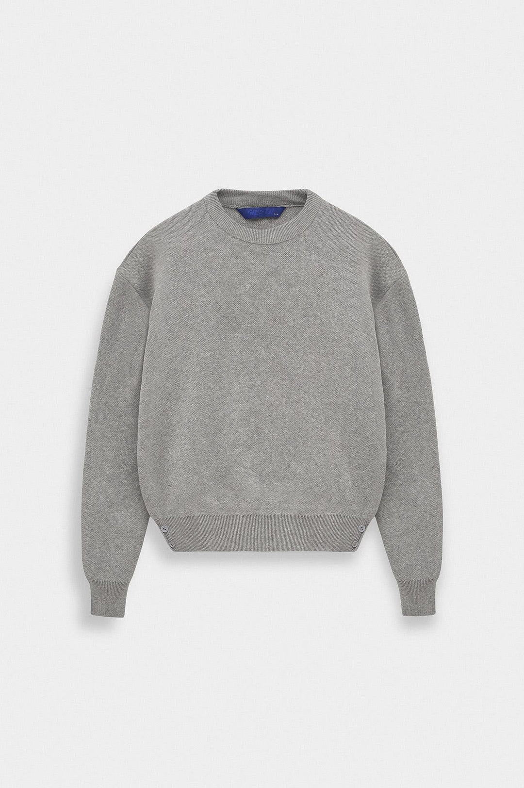 Giesto Pull en tricot gris crop fit à col rond - Gris
