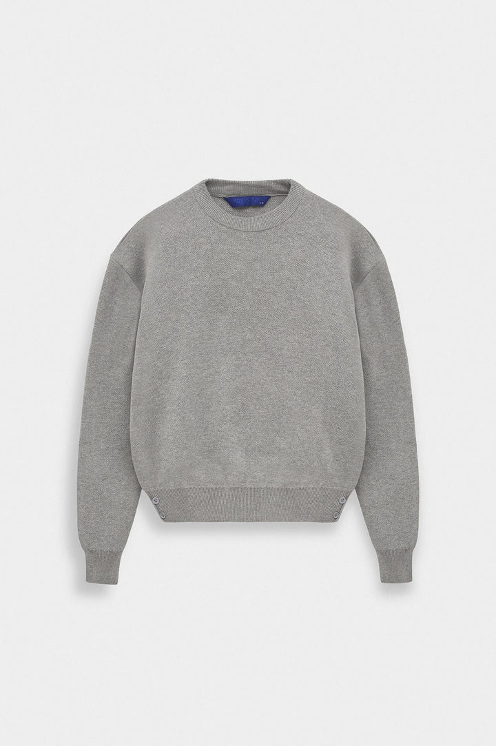 Giesto Pull en tricot gris crop fit à col rond - Gris