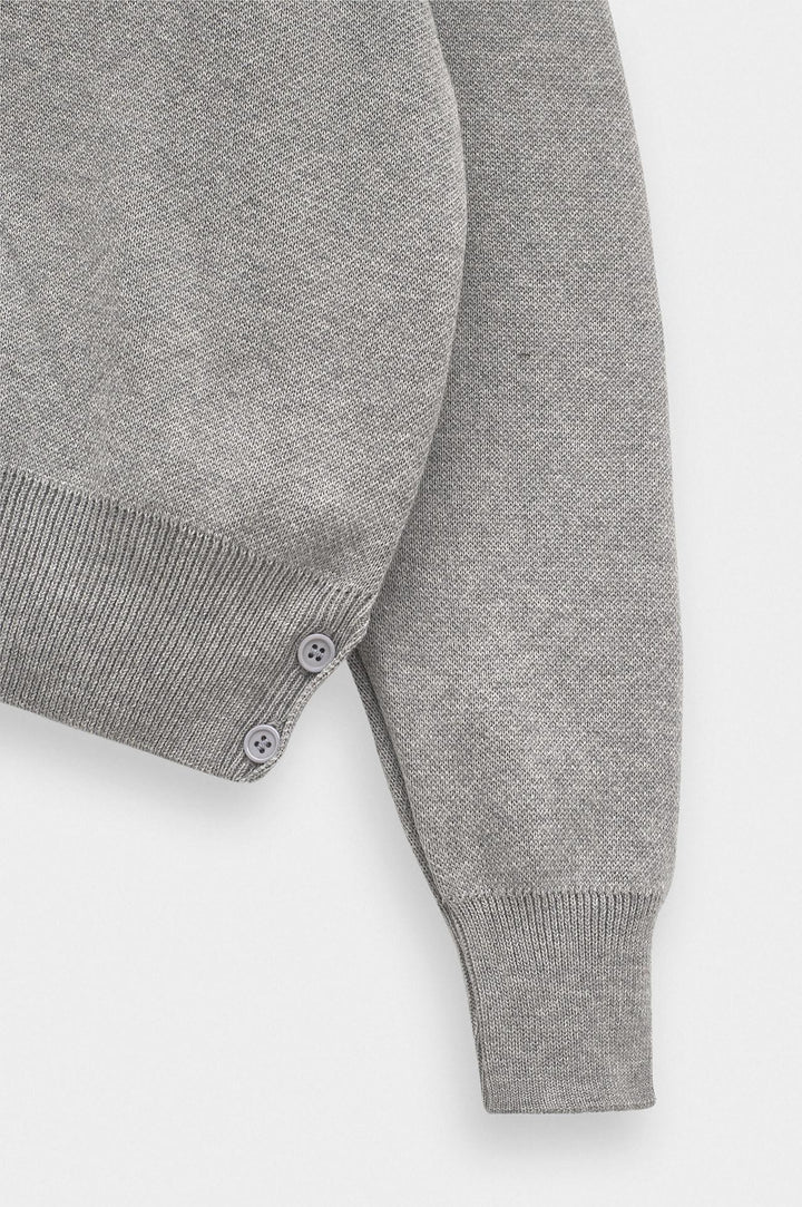 Giesto Pull en tricot gris crop fit à col rond - Gris