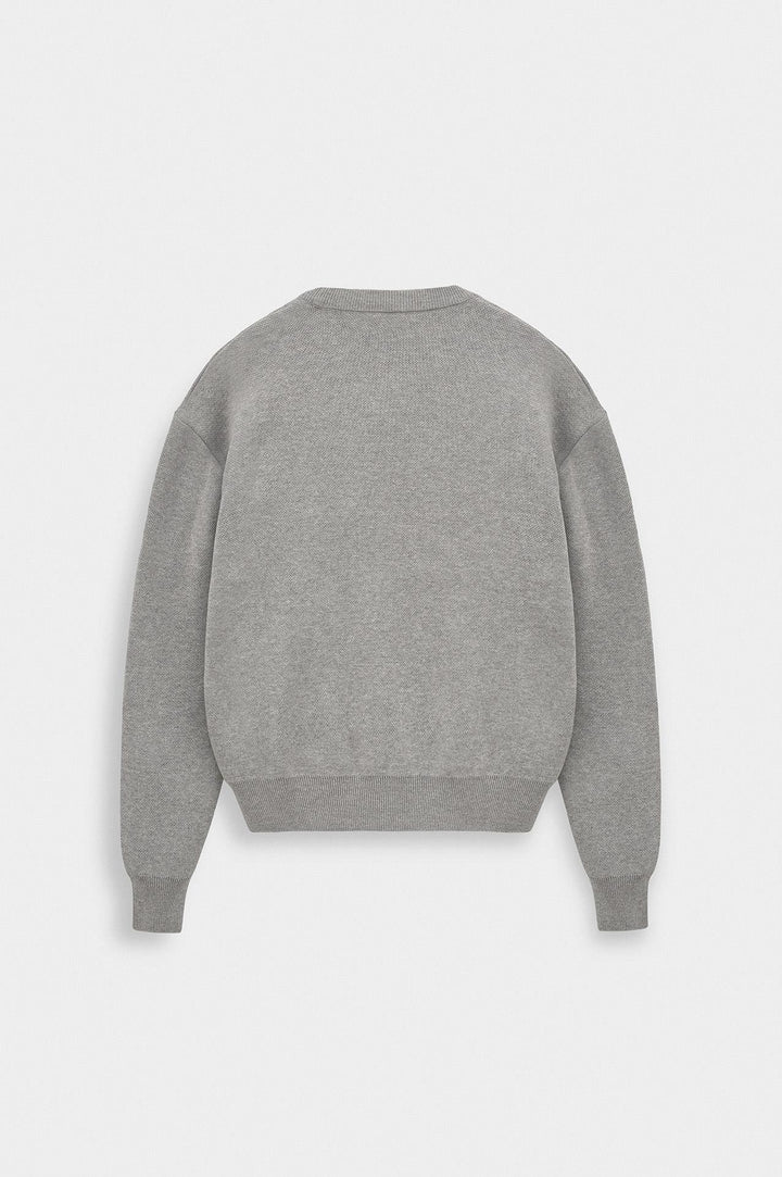 Giesto Pull en tricot gris crop fit à col rond - Gris