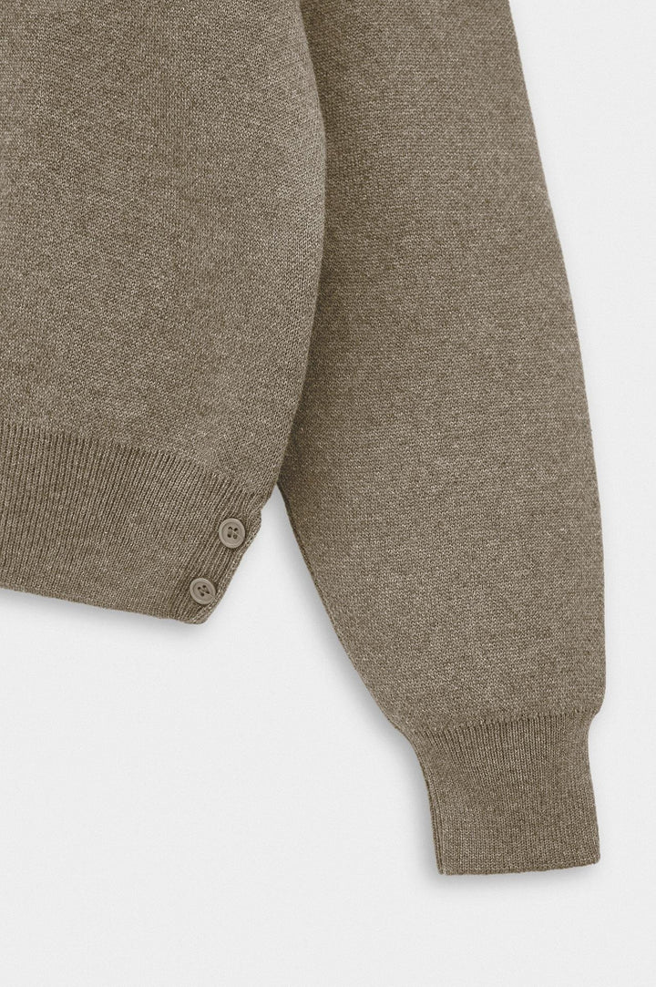 Giesto Pull en tricot kaki crop fit à col rond - Kaki