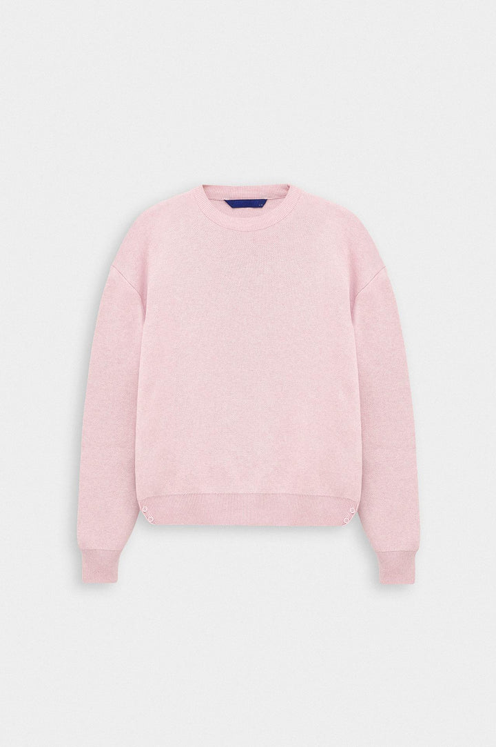 Giesto Pull en tricot rose crop fit à col rond - Rose
