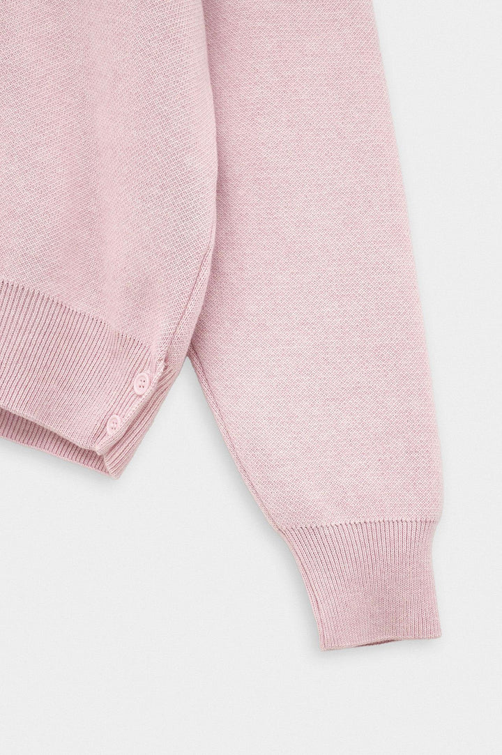 Giesto Pull en tricot rose crop fit à col rond - Rose