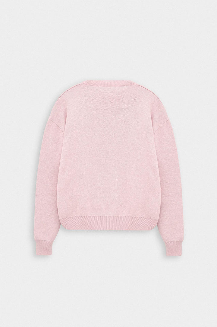 Giesto Pull en tricot rose crop fit à col rond - Rose