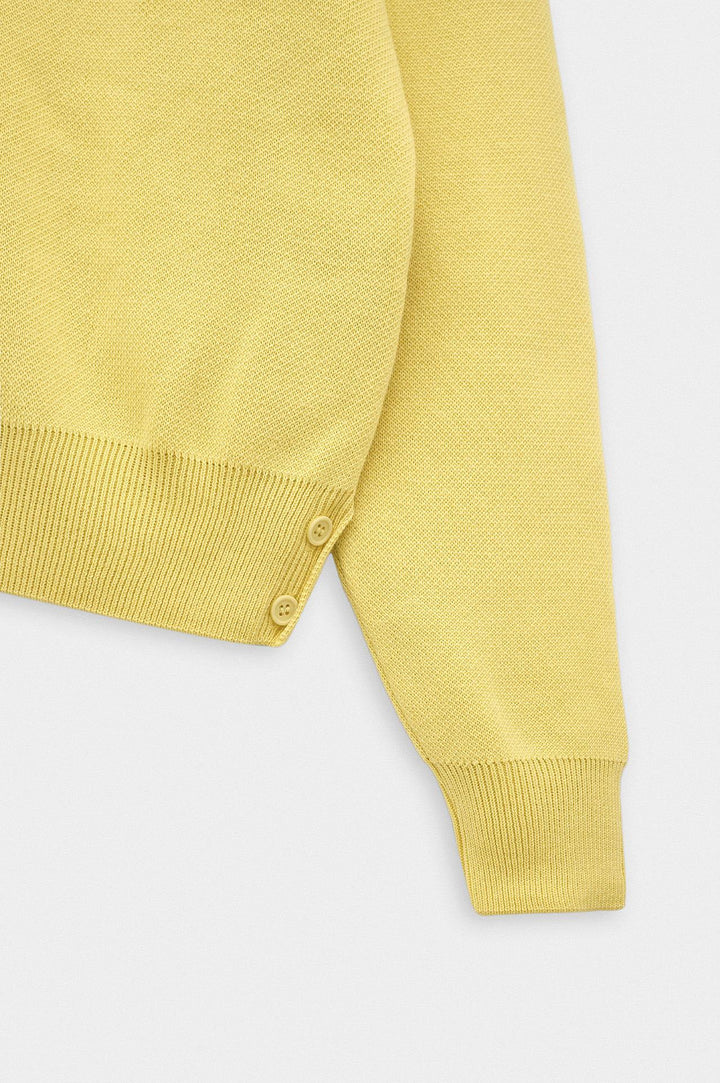 Giesto Pull en tricot jaune crop fit à col rond - Jaune