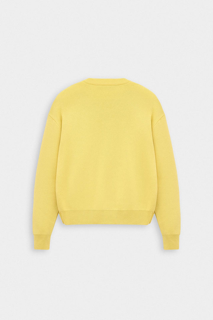 Giesto Pull en tricot jaune crop fit à col rond - Jaune