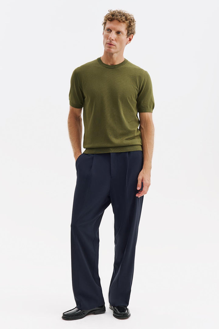 Giesto T-shirt en tricot à col rond kaki - Kaki