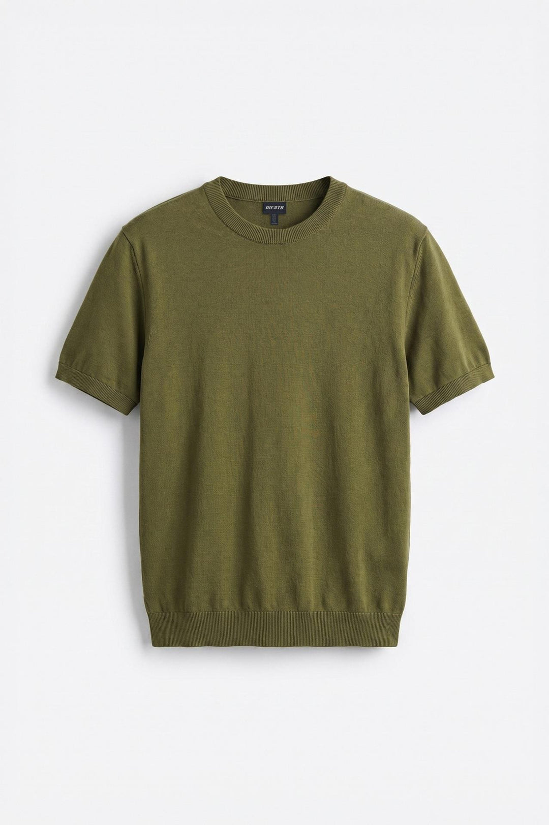 Giesto T-shirt en tricot à col rond kaki - Kaki