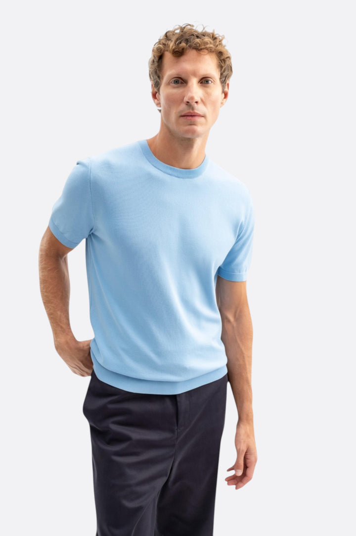 Giesto T-shirt en tricot à col rond bleu - Bleu