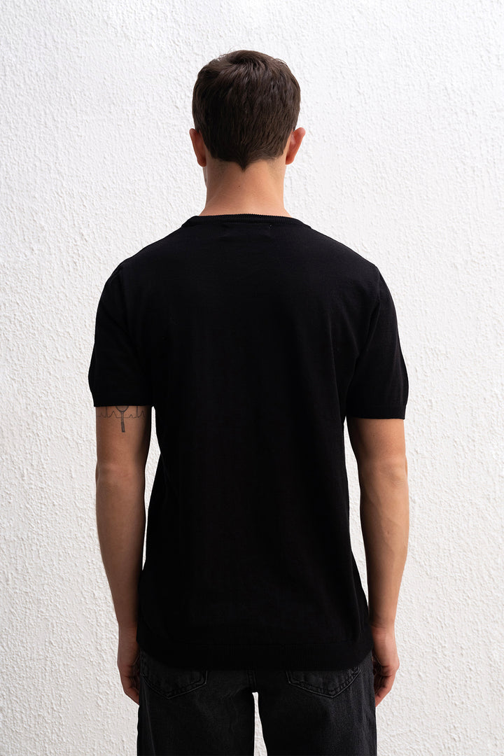 Giesto T-shirt Tricot Noir à Col Roulé - Noir