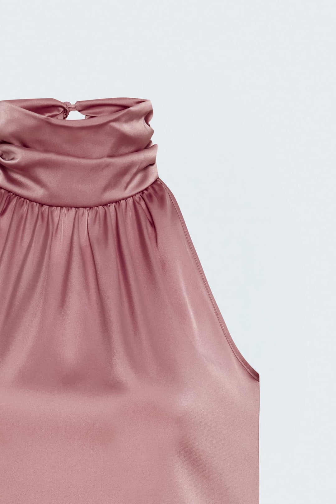 Sateen Débardeur Col Montant Sans Manches - Rose