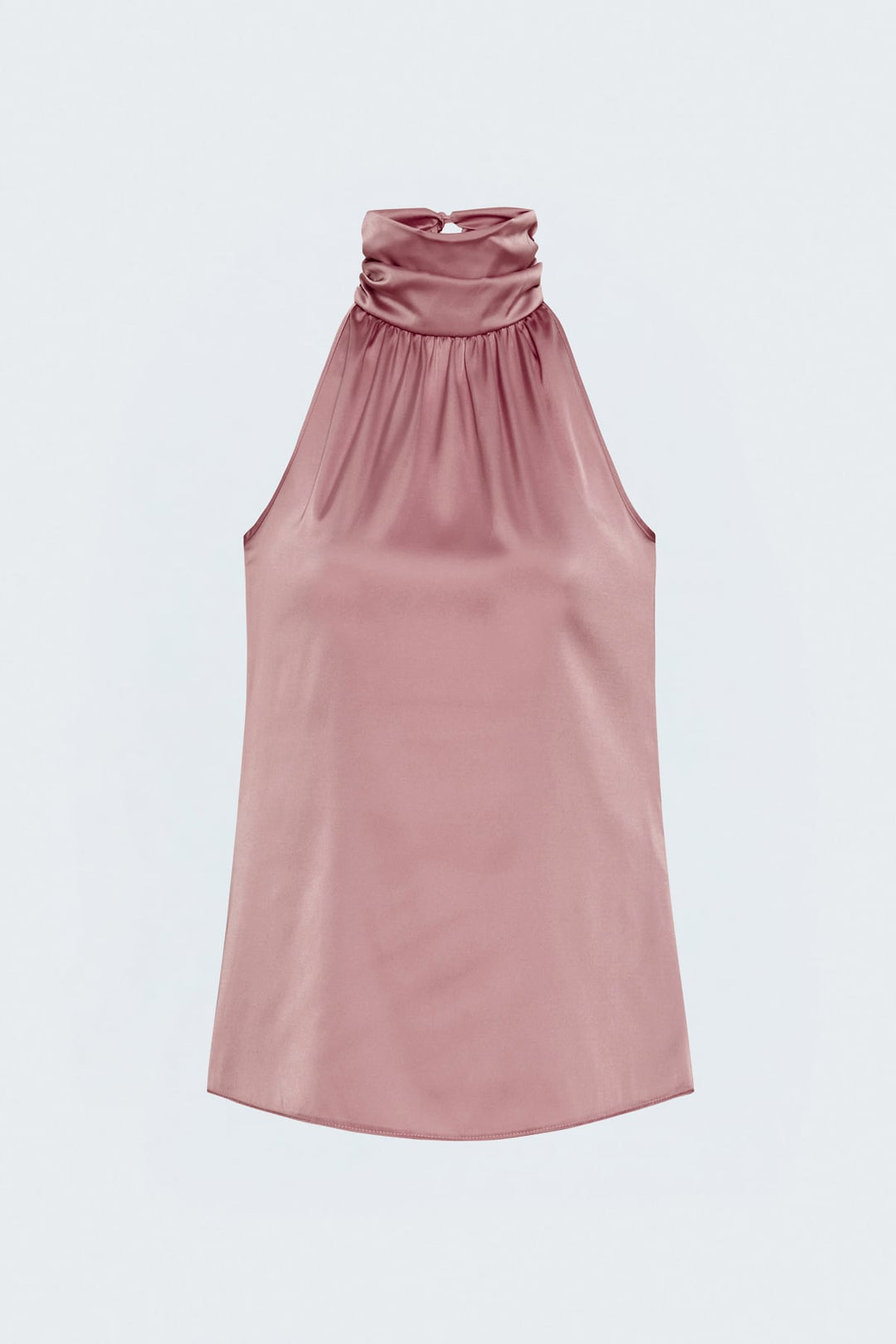 Sateen Débardeur Col Montant Sans Manches - Rose