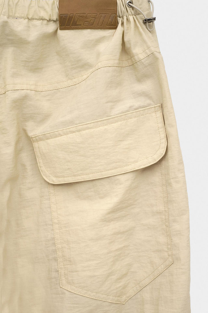 Giesto Pantalon en Parachute Beige à Coupe Ample - Beige
