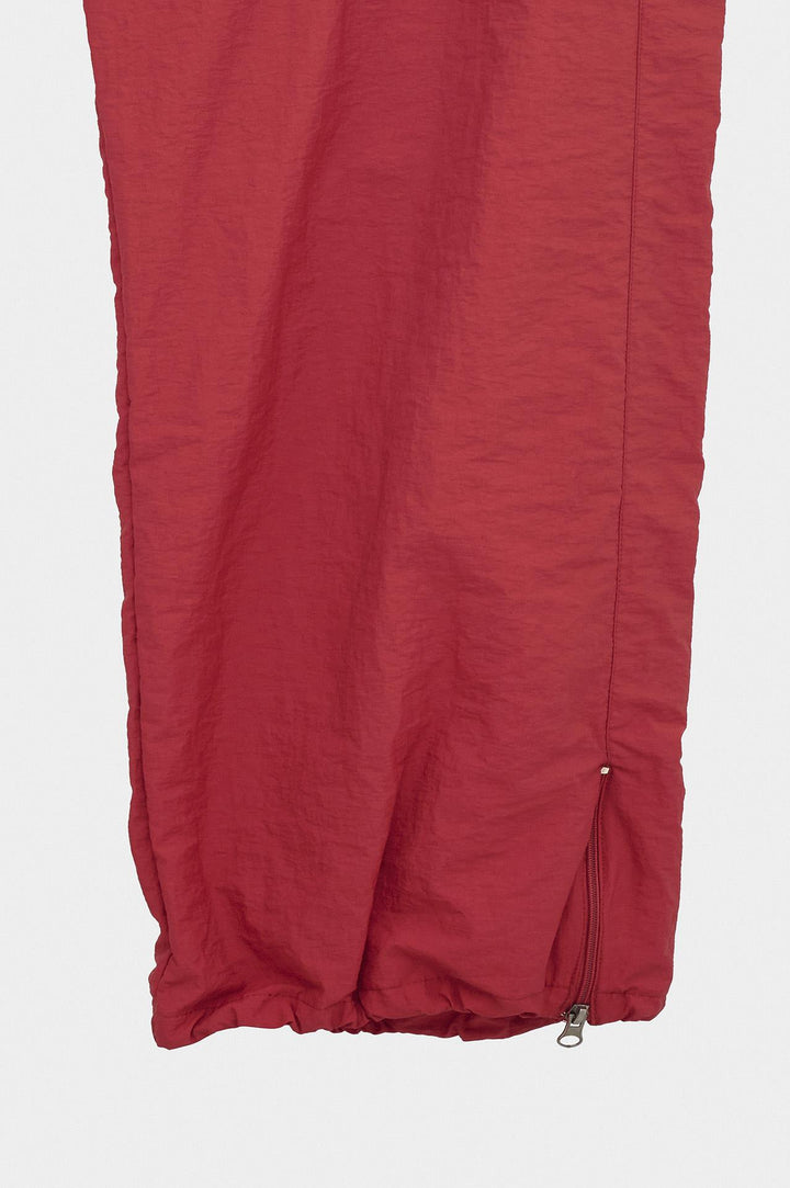 Giesto Pantalon en Parachute Rouge à Coupe Ample - Rouge
