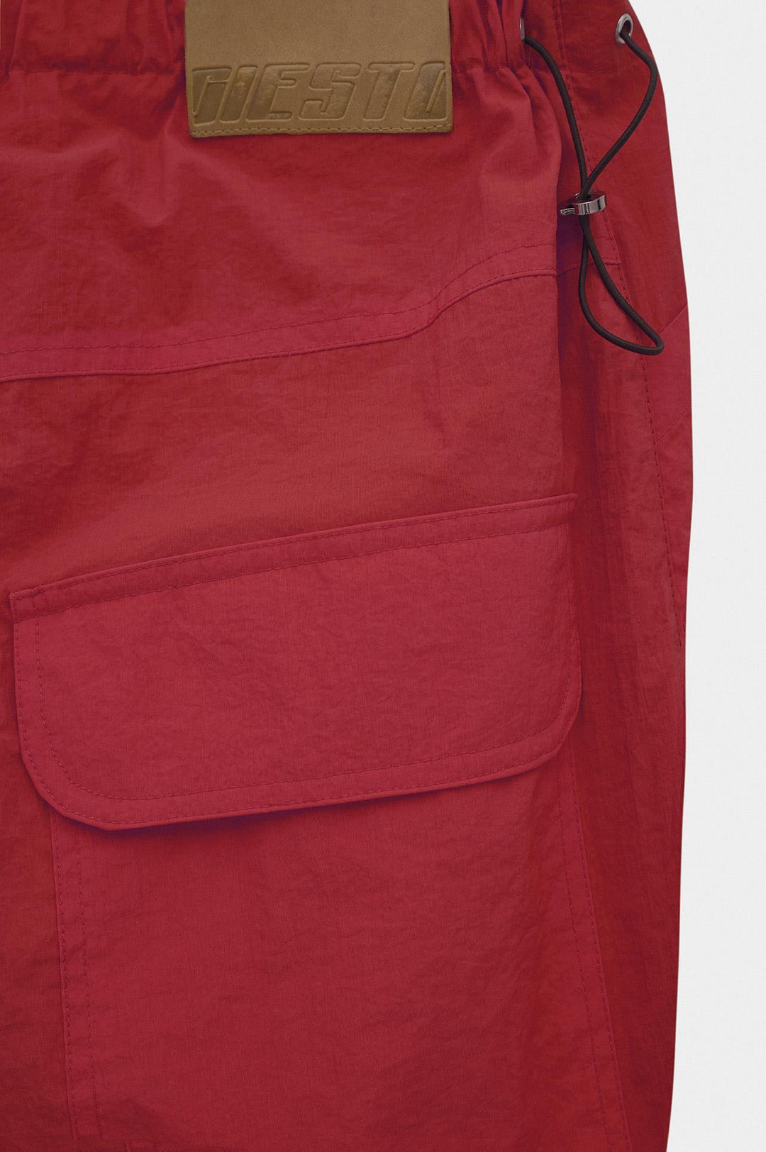 Giesto Pantalon en Parachute Rouge à Coupe Ample - Rouge