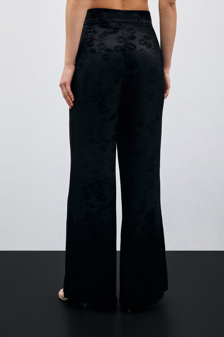 Sateen Pantalon large à motifs - Noir