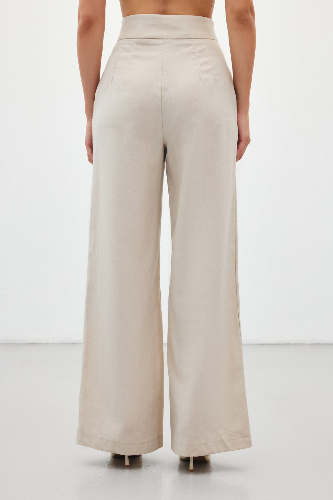 Sateen Pantalon en Lin Large - Pierre