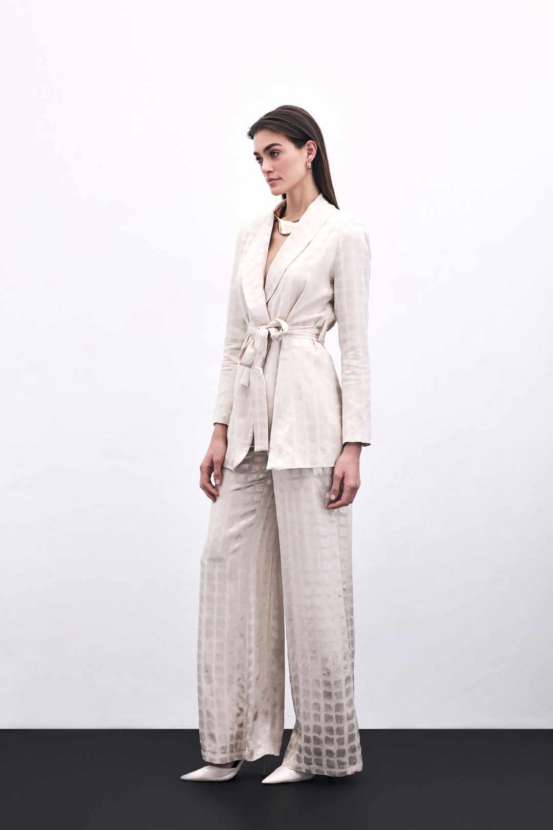Sateen Pantalon Large - Beige
