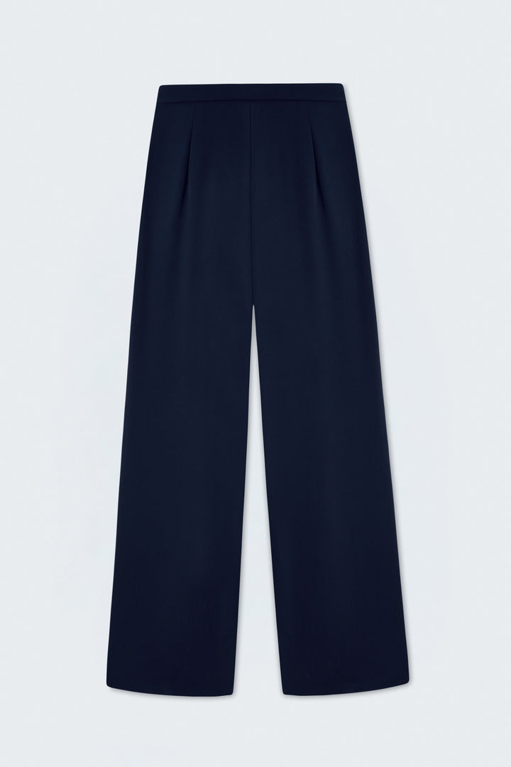 Sateen Pantalon Large - Bleu marine