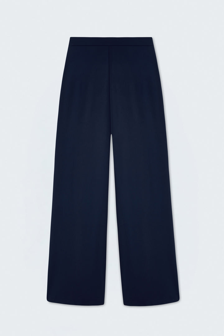 Sateen Pantalon Large - Bleu marine