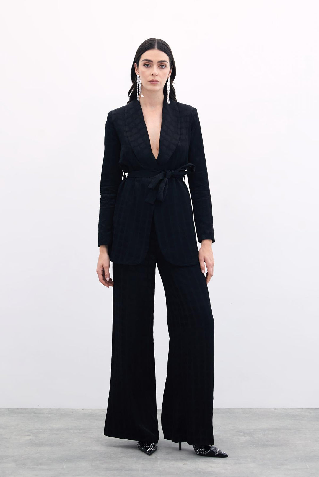 Sateen Pantalon Large - Noir