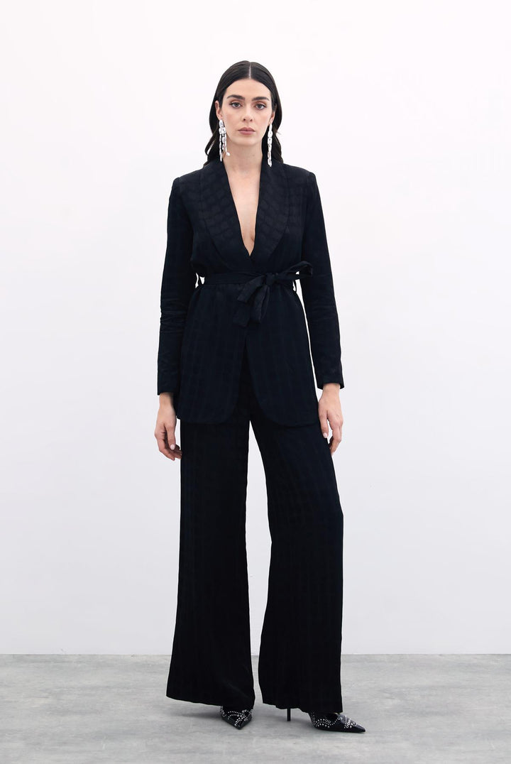 Sateen Pantalon Large - Noir