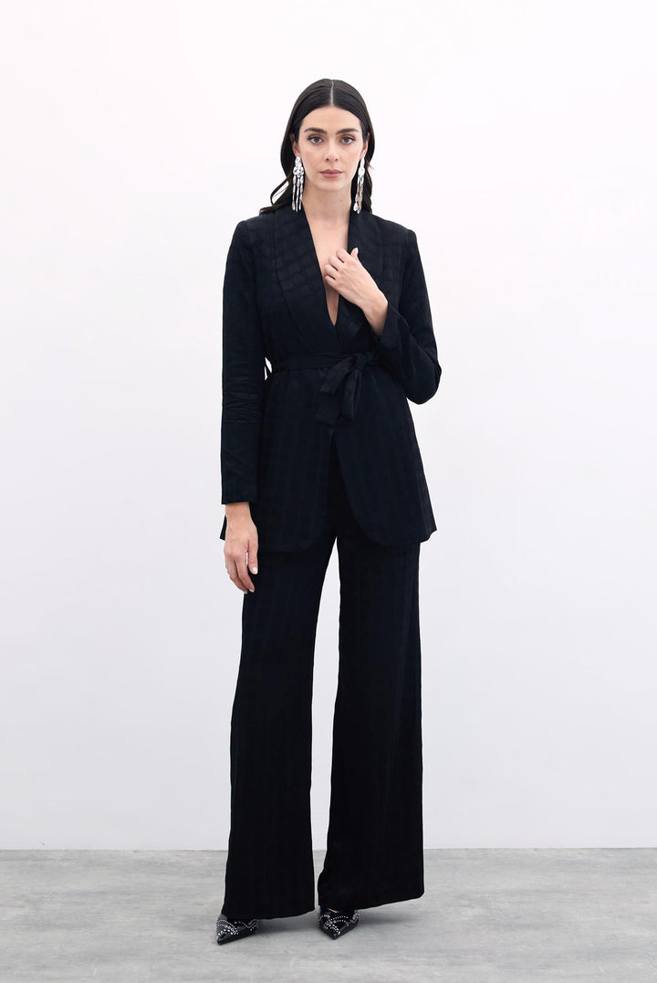Sateen Pantalon Large - Noir
