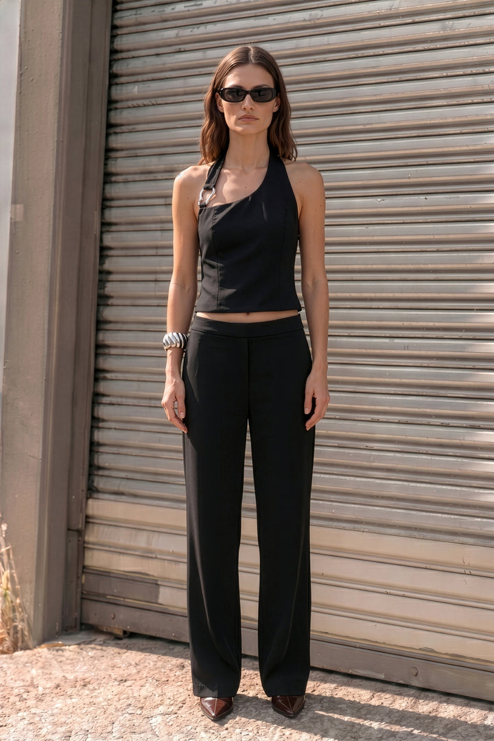 Sateen Pantalon Large - Noir
