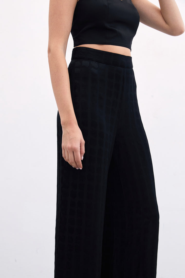 Sateen Pantalon Large - Noir