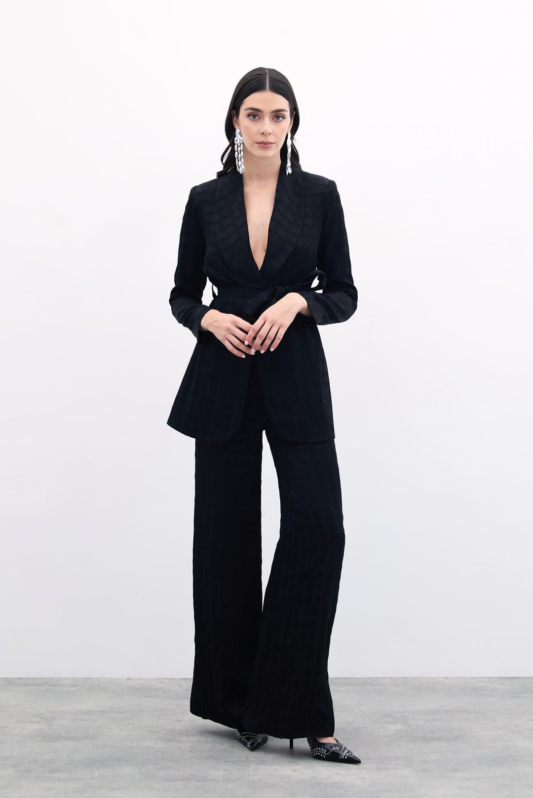 Sateen Pantalon Large - Noir
