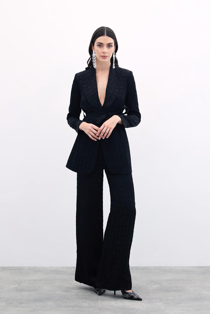Sateen Pantalon Large - Noir