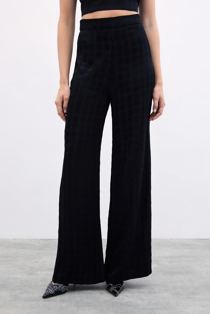 Sateen Pantalon Large - Noir
